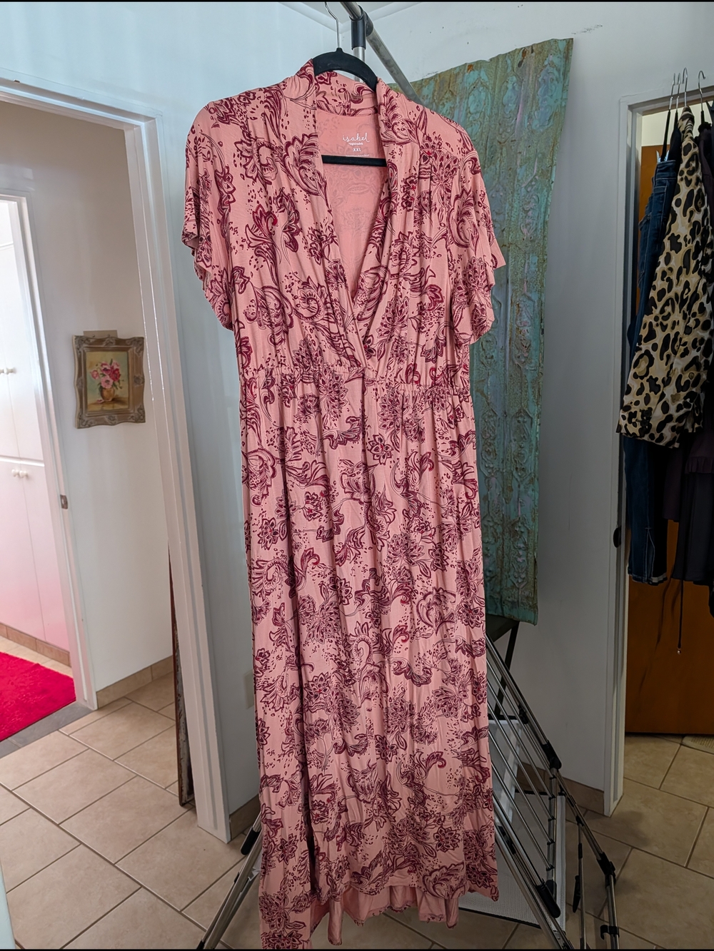 Isabel Pink & Burgundy Floral Wrap Maxi Dress (Maternity)